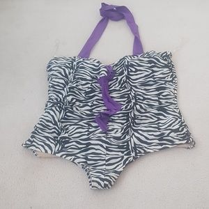 Zebra print halter one piece